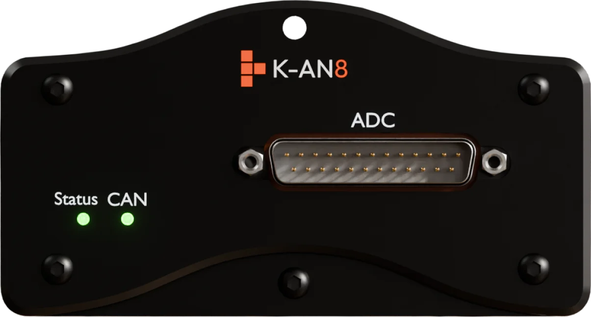 K-AN8 eight channel analogue to CAN module, stackable ABS enclosure