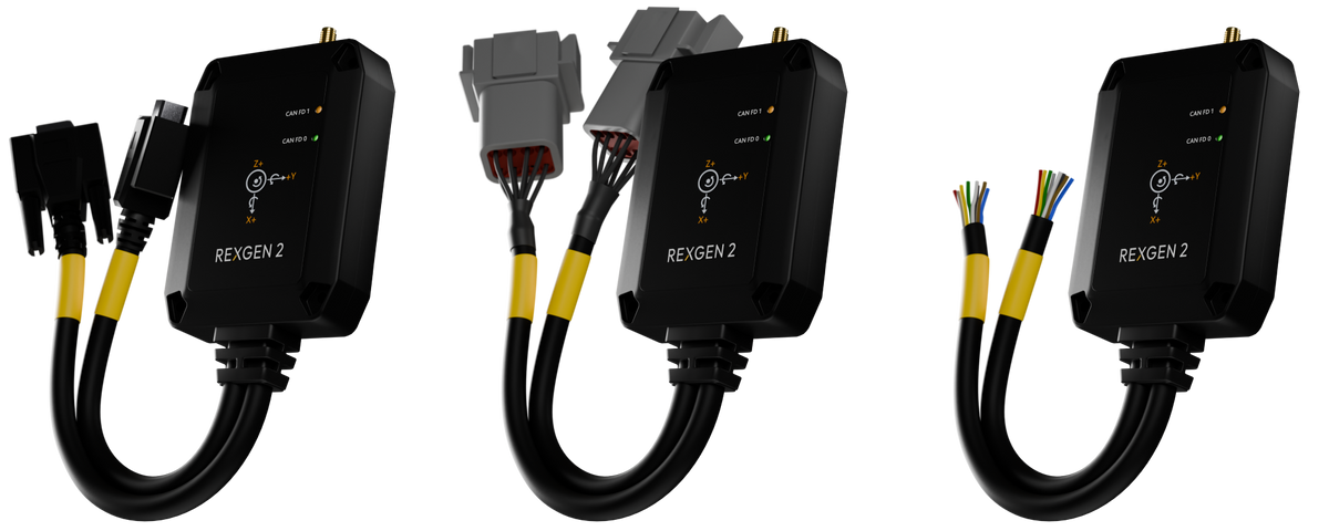 REXGEN 2 connector options: 9 Way D-Sub, Deutsch and free-wired
